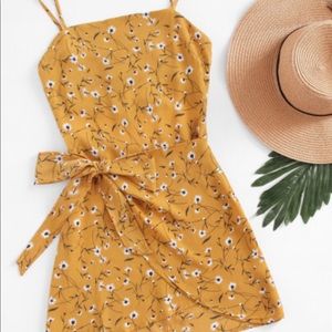 Yellow Mini Wrap Dress